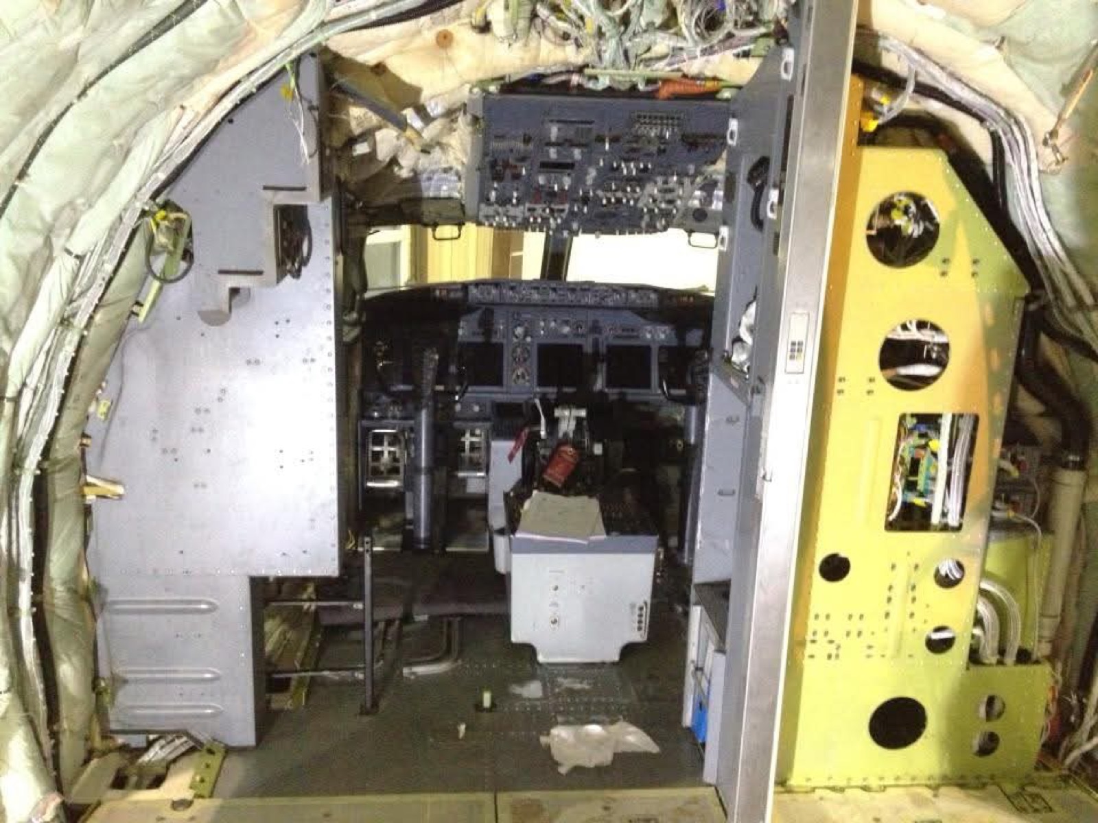Aircraft cockpit opened for maintenance